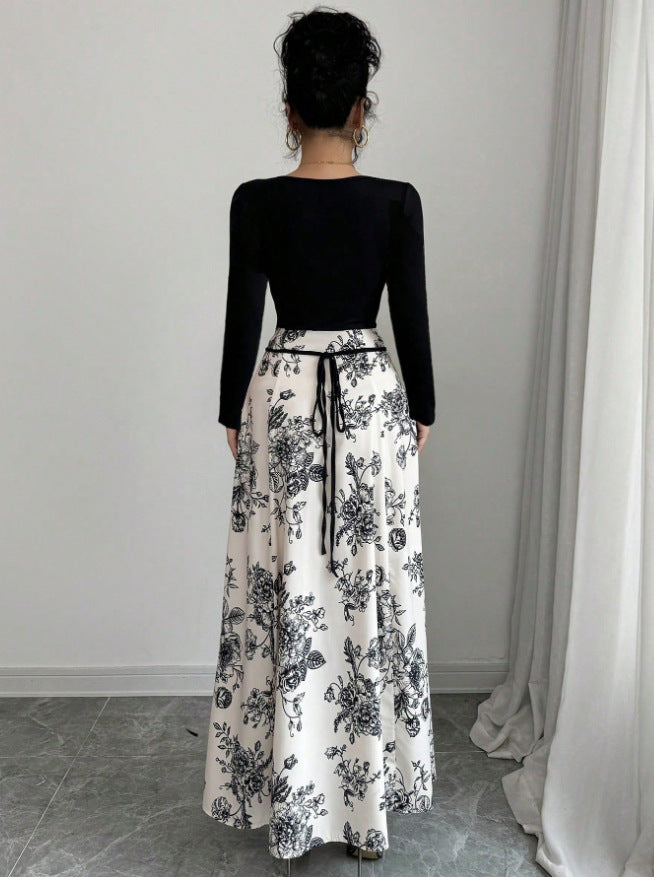 Robe maxi élégante pour femmes avec imprimé floral et coupe cintrée Chic und Stil