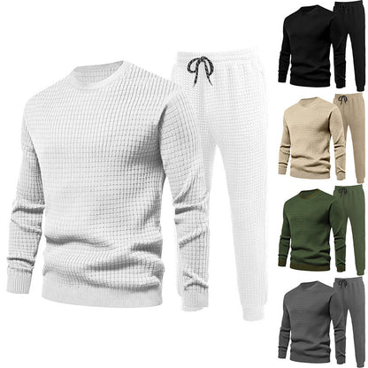 Chic and stylish textured design men's top and jogger pants set