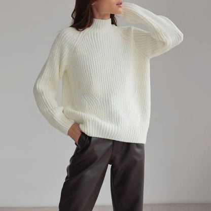 Pull en tricot pour femmes avec col montant et motif vague décoratif Chic und Stil