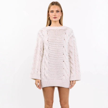 Pull en gros tricot pour femmes avec un motif torsadé à la mode et une coupe décontractée Chic und Stil