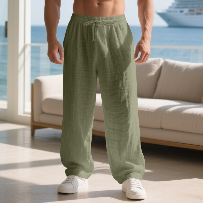 Casual long cotton pants for men with elastic waistband and practical drawstring Chic and Style