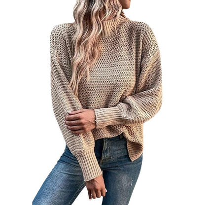 Pull en tricot pour femmes avec col montant haut et design structuré Chic und Stil