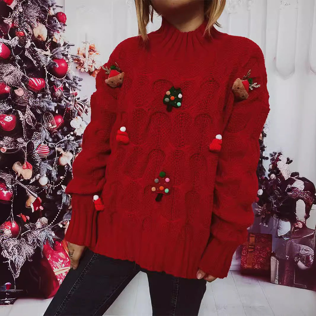 Pull femme d'hiver avec motif festif et tricot structuré Chic und Stil