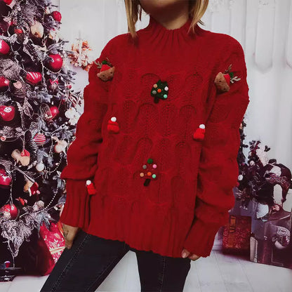 Pull femme d'hiver avec motif festif et tricot structuré Chic und Stil