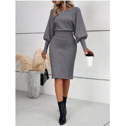 Robe en tricot pour femmes au style décontracté avec des manches larges et une taille Chic und Stil