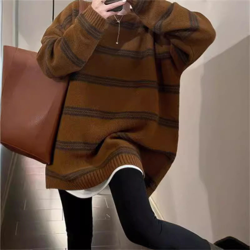 Dames Grand pull en tricot avec rayures maritimes Chic und Stil