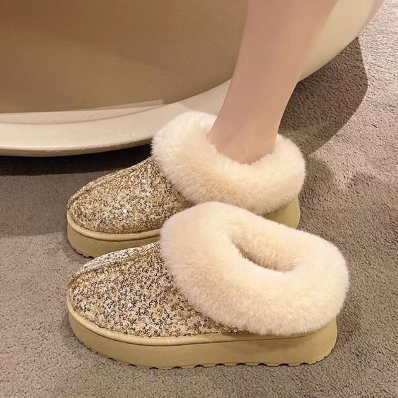 Ladies Plush Sparkly Slippers Chic and Style