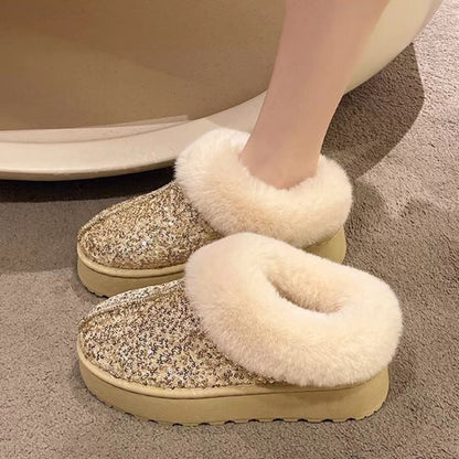 Ladies Plush Sparkly Slippers Chic and Style