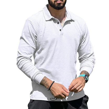 Long knit pullover for men with structured design and button placket Chic und Stil