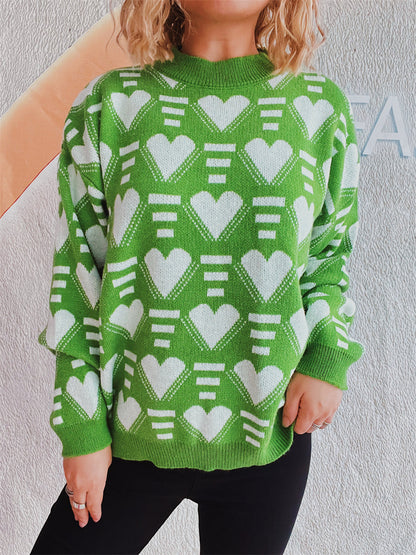 Pull en tricot pour femmes au design moderne en forme de cœur avec une coupe ample Chic und Stil