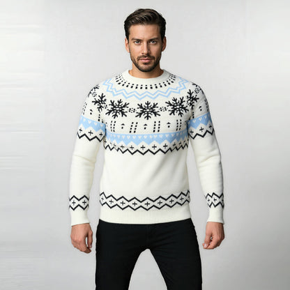 Pull en tricot pour hommes avec motif d'hiver et col rond Chic und Stil