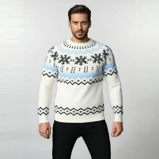 Pull en tricot pour hommes avec motif d'hiver et col rond Chic und Stil
