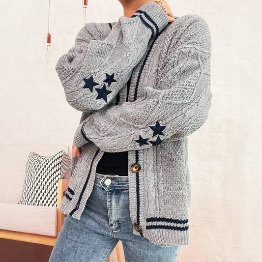 Dames gilet confortable en tricot avec applications d'étoiles et détails modernes Chic und Stil