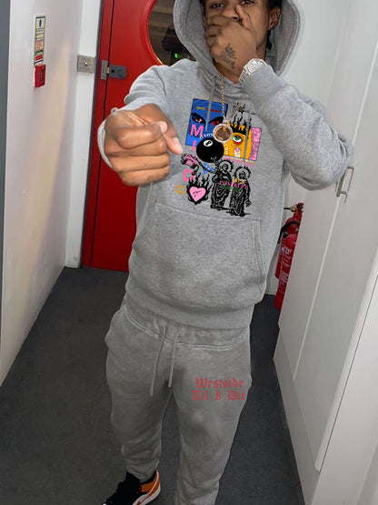 Chic and Style women's urban hoodie set and jogger pants with creative graphic design