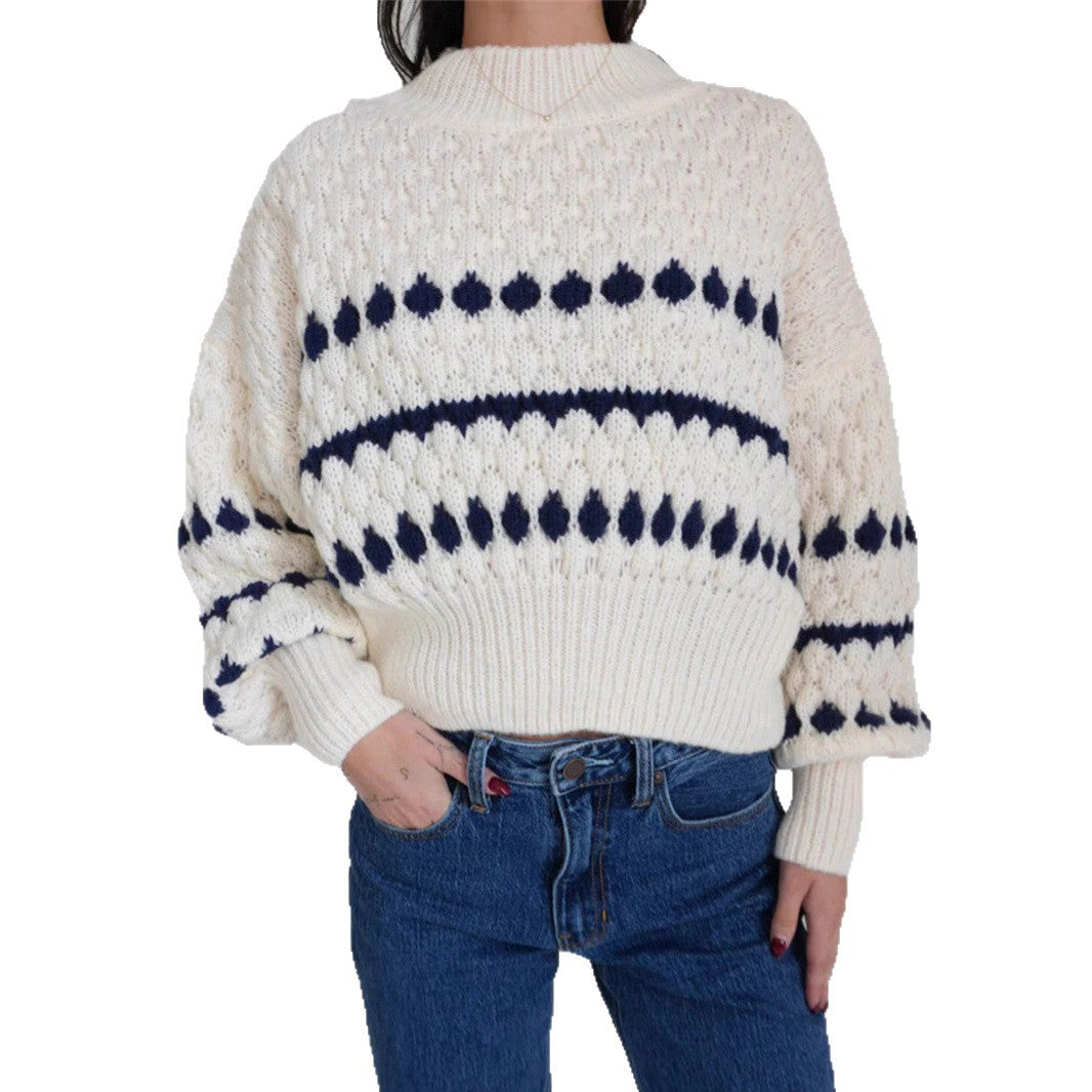 Pull en tricot pour femmes avec un motif de tresse moderne et des manches volumineuses Chic und Stil