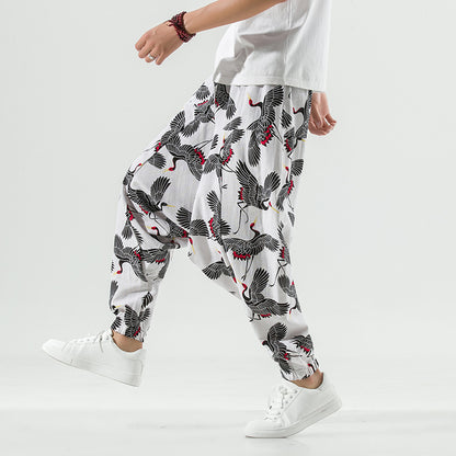 Casual Harem Pants for Men with Modern Print and Elastic Waist Chic and Style