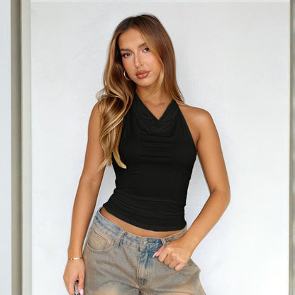 Chemisier à col drapé à volants Chic und Stil pour femmes