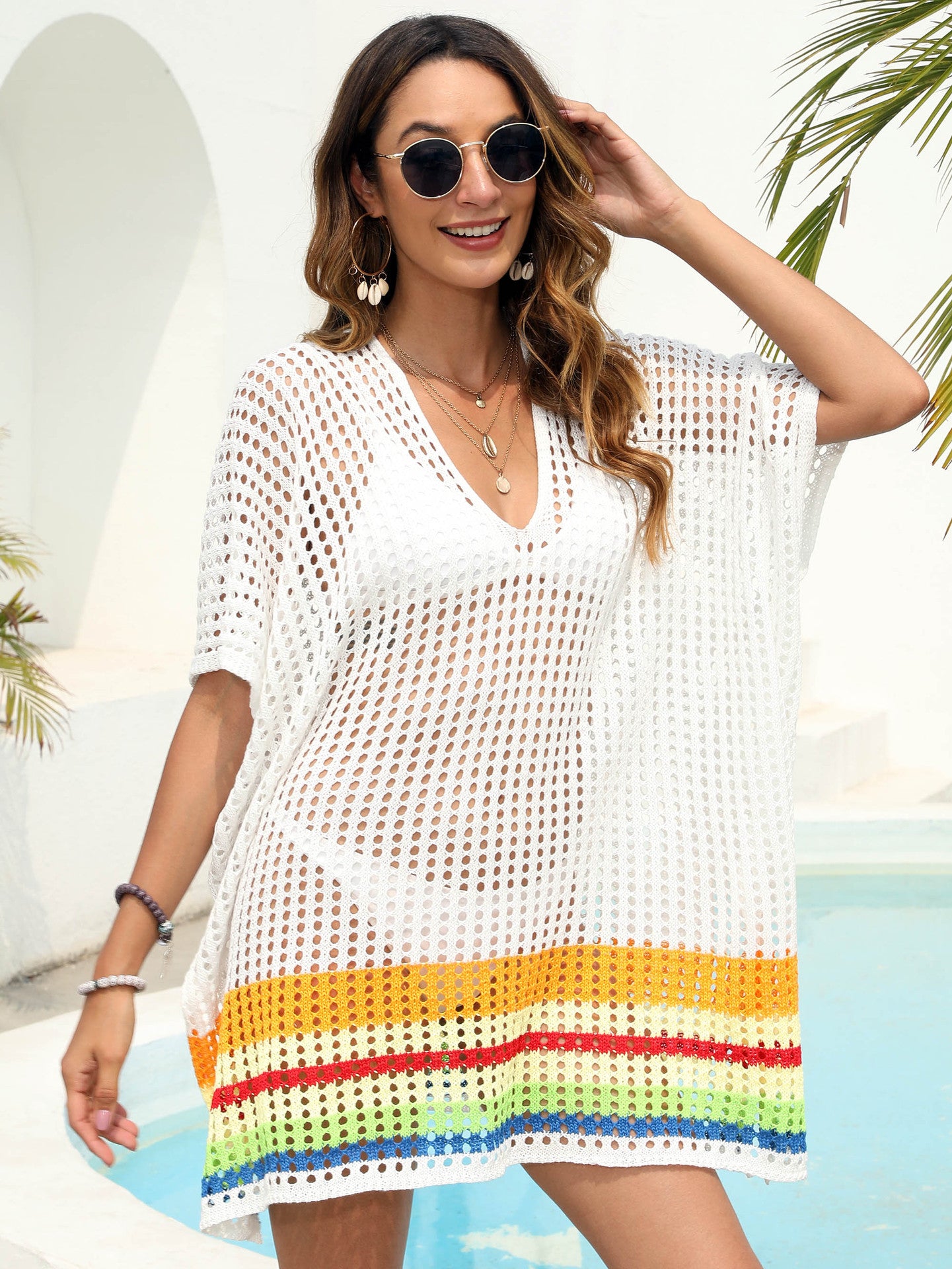 Ladies Lightweight Open Knit Beach Cover-Up Tunic Chic and Style