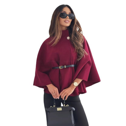 Dames élégante et à la mode cape-veste avec ceinture en tissu texturé Chic und Stil