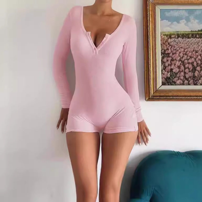 Dames corps ajusté combinaison à manches longues avec de fins détails en rib Chic und Stil