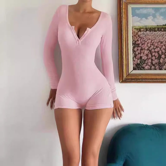 Dames corps ajusté combinaison à manches longues avec de fins détails en rib Chic und Stil