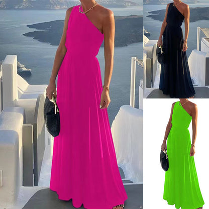 Robe maxi élégante pour femme à une épaule Chic und Stil
