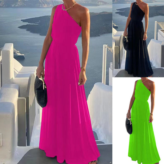 Robe maxi élégante pour femme à une épaule Chic und Stil