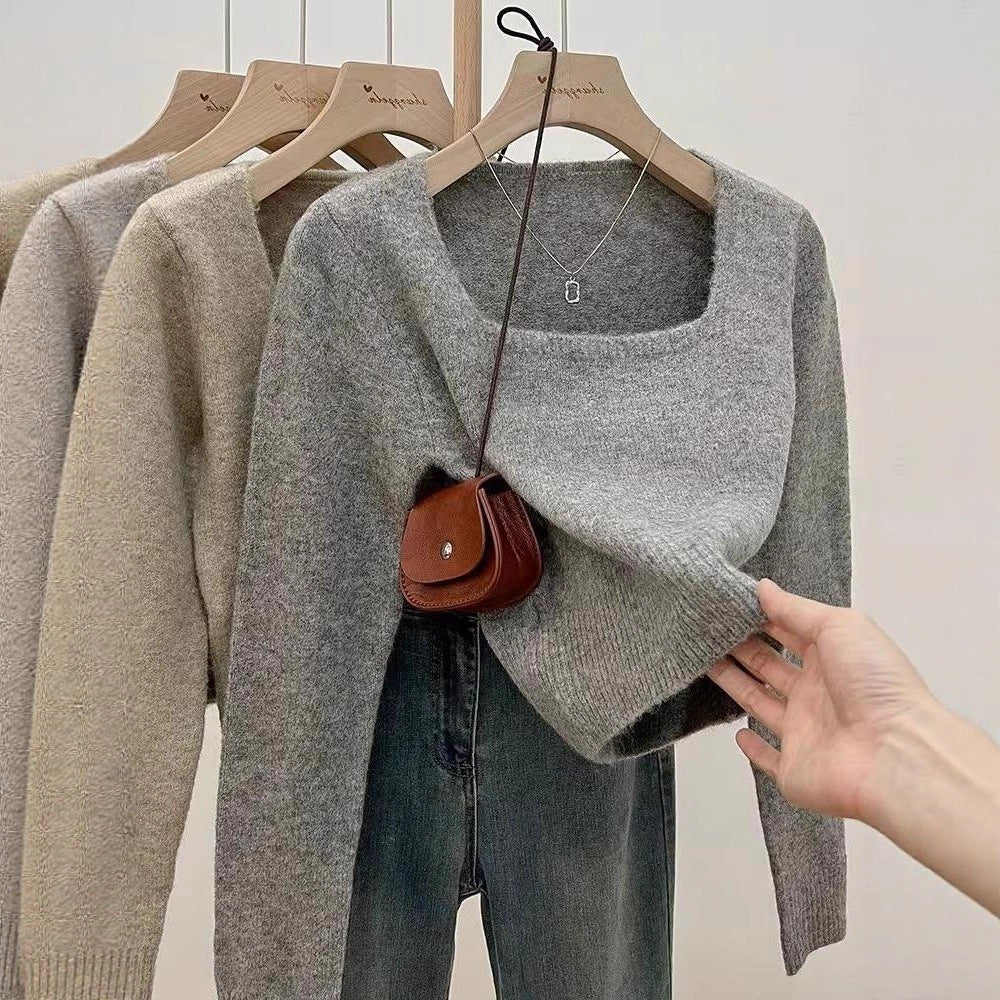 Pull décontracté pour femmes avec encolure carrée et texture fine Chic und Stil