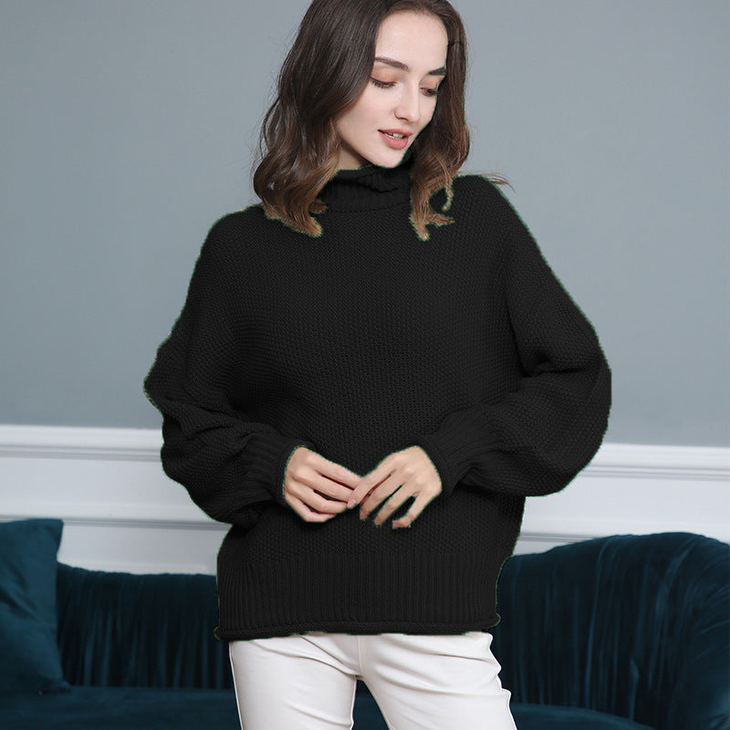 Pull femme en grosse maille avec col roulé et coupe aérienne Chic und Stil