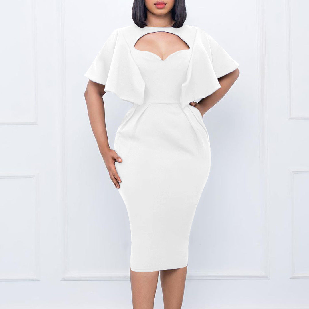 Robe crayon femme avec des manches volumineuses et des détails découpés Chic und Stil