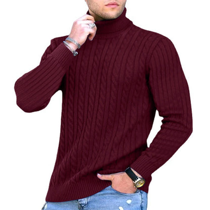 Pull en maille pour hommes à format portrait avec col montant et motif texturé Chic und Stil