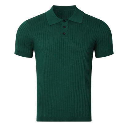 Chemise polo en coton pour hommes avec design à côtes texturé et élégant col Chic und Stil