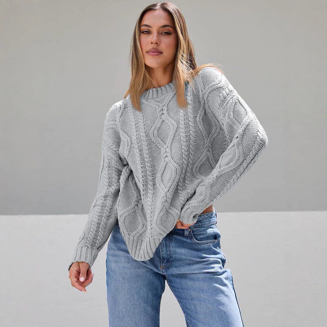 Pull en tricots épais pour femmes avec motif ondulé et coupe ample Chic und Stil