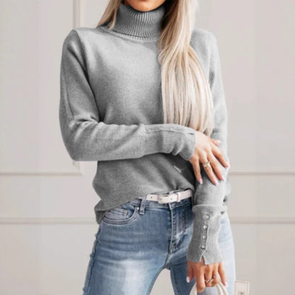Pull à col roulé élégant pour dames avec détails en boutons Chic und Stil