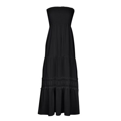 Robe maxi bohème sans bretelles Chic und Stil