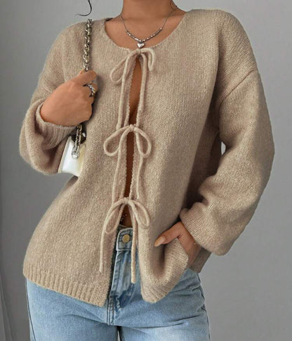 Pull en tricot oversize pour femmes avec détail de lacet décoratif Chic und Stil