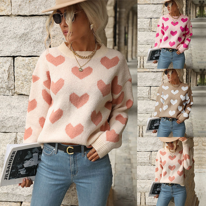 Pull en tricot pour femmes avec motif en forme de cœur et coupe décontractée Chic und Stil