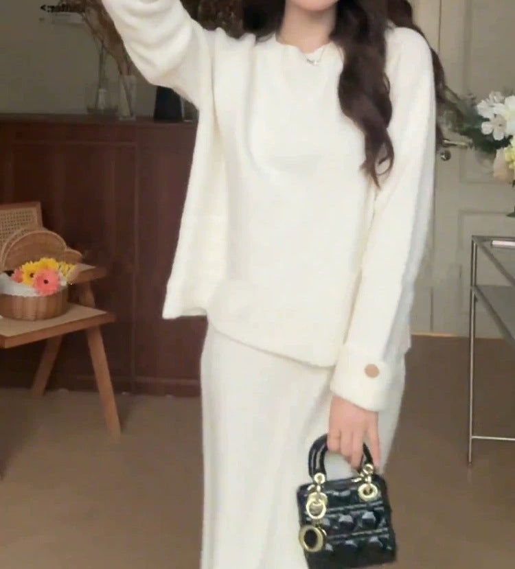 Ensemble tricot confortable pour femmes avec pull et maxi-jupe Chic und Stil