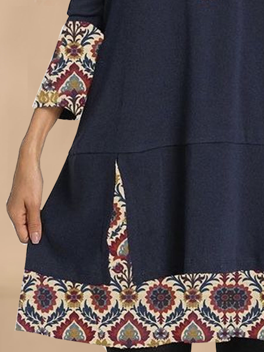 Robe tunique élégante pour femmes avec des manches créatives 3/4 et un ourlet artistique Chic und Stil
