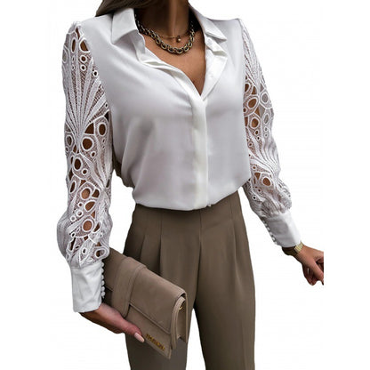 Dames Élégante blouse avec des manches en dentelle romantiques Chic und Stil