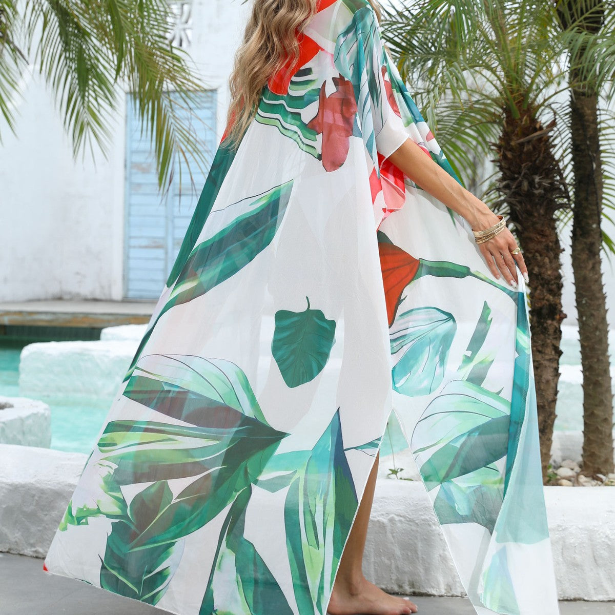 Dames Imprimé Floral Léger Veste de Plage Chic und Stil