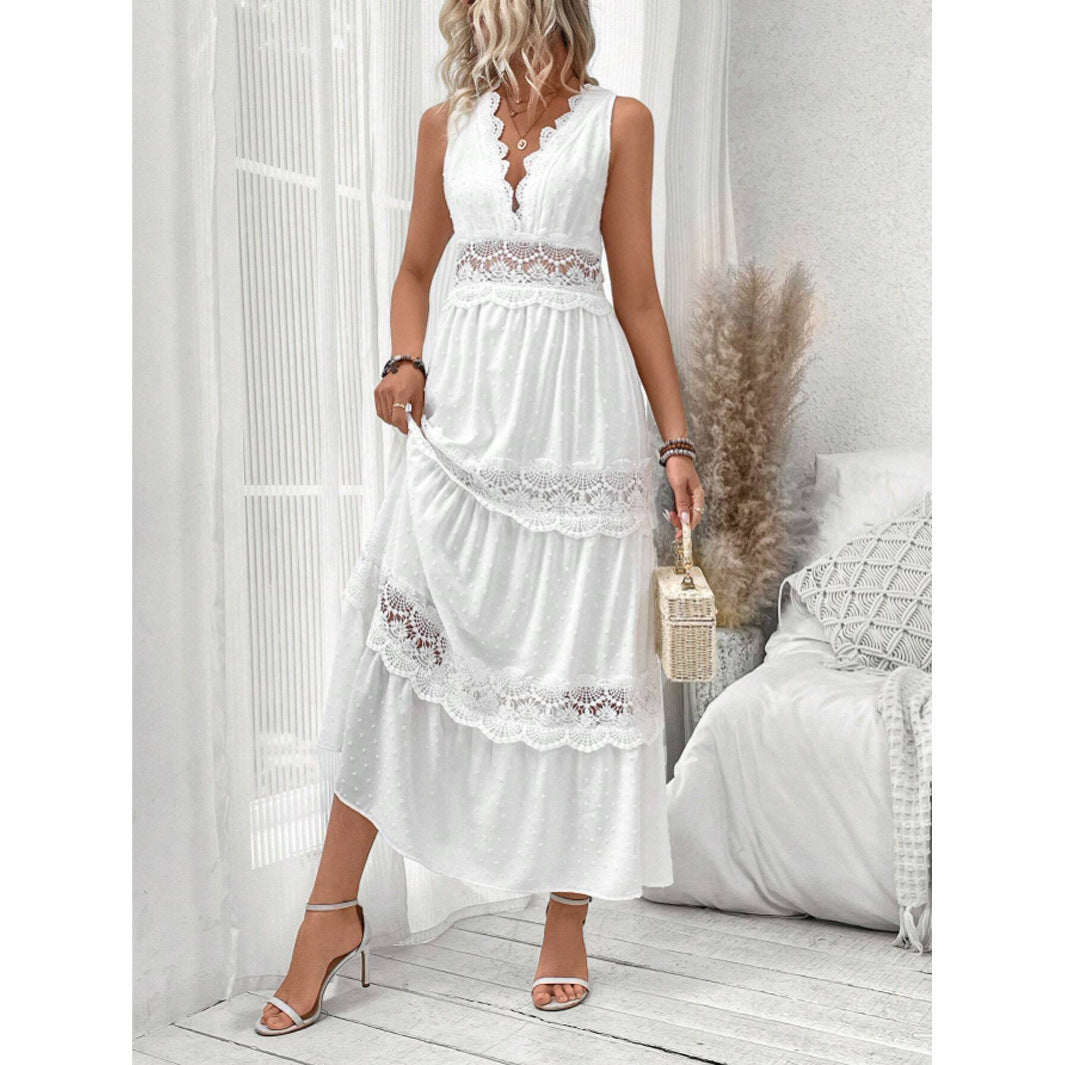 Robes maxi élégantes pour dames avec dentelle et tissu léger Chic und Stil