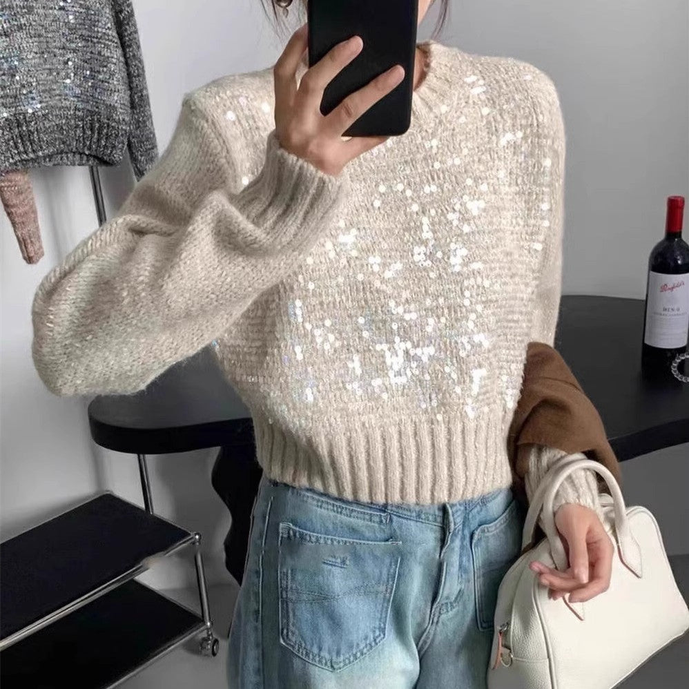 Pull en tricot scintillant pour femmes avec texture et coupe ample Chic und Stil