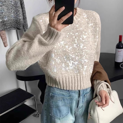 Pull en tricot scintillant pour femmes avec texture et coupe ample Chic und Stil