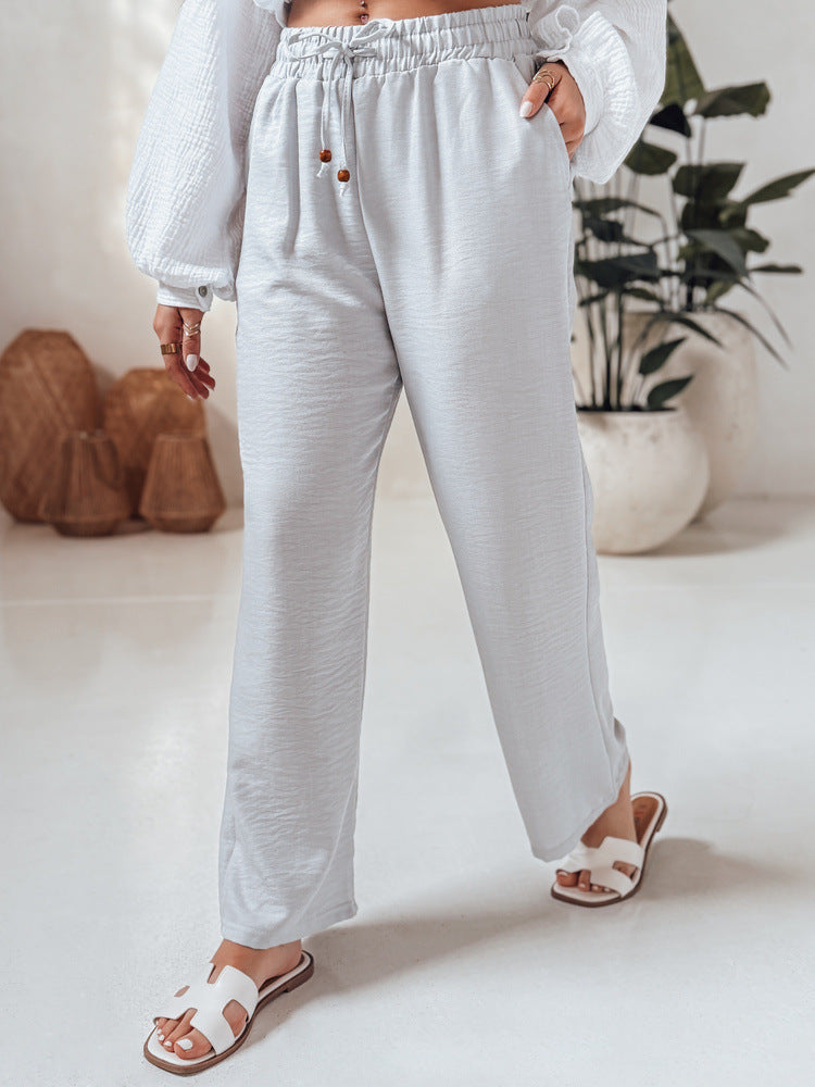 Ladies Comfortable linen pants with elastic waistband and side pockets Chic and Style