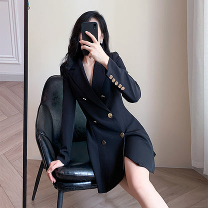 Robe blazer mini double boutonnage ajustée pour femmes Chic und Stil