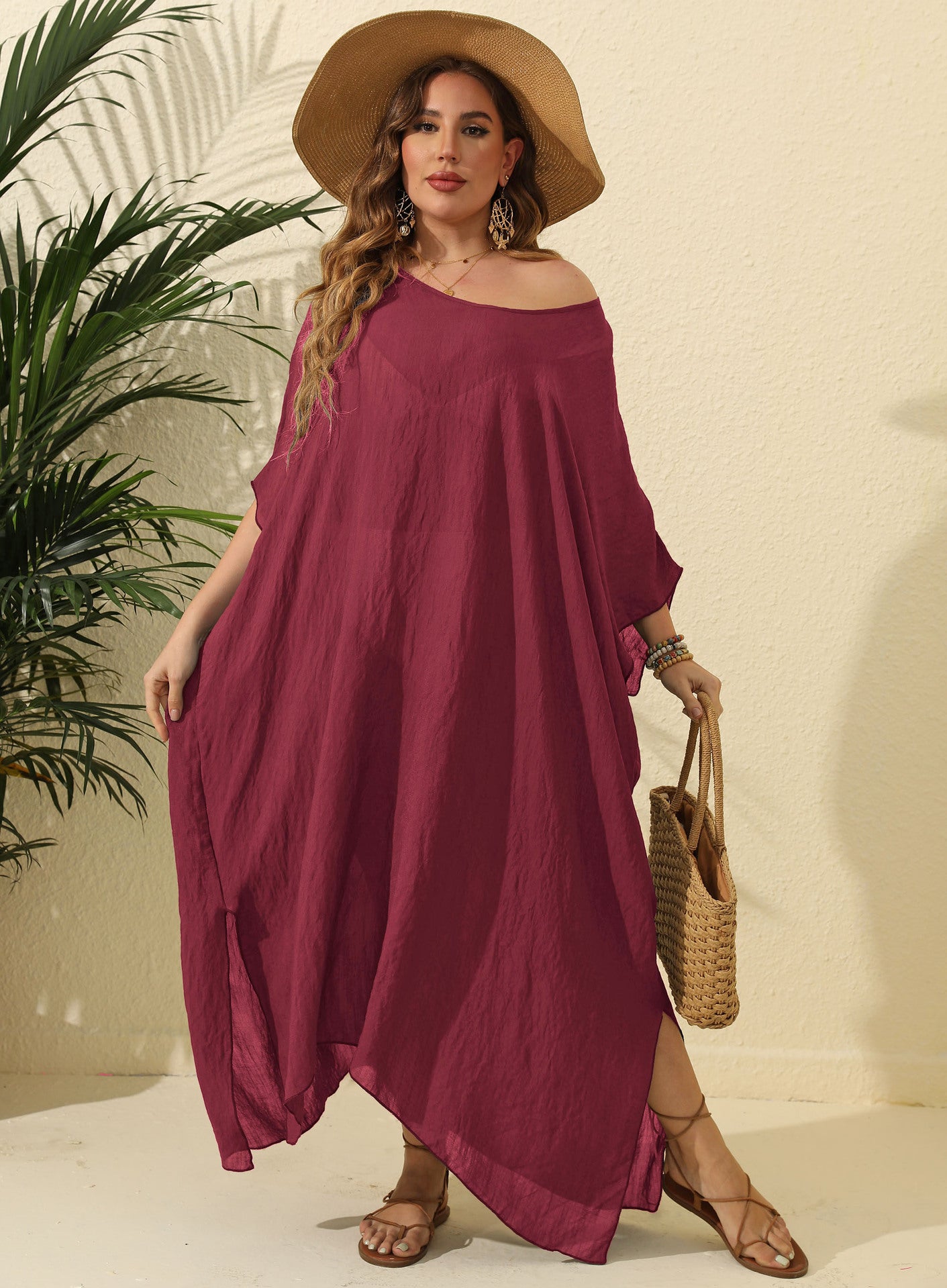 Dames Robe de Plage Légère Off-Shoulder Chic und Stil