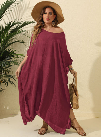 Dames Robe de Plage Légère Off-Shoulder Chic und Stil