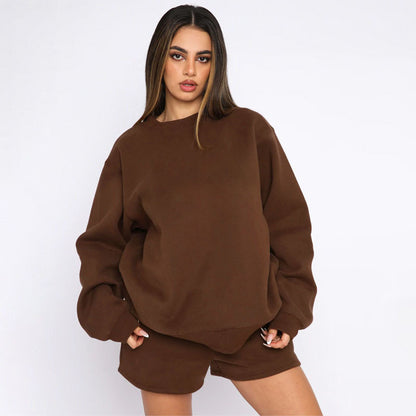 Femme confortable Sweat-shirt en molleton court et Shorts-Mix Chic und Stil