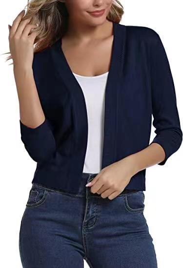 Dames cardigan décontracté avec devant ouvert et manches 3/4 Chic und Stil